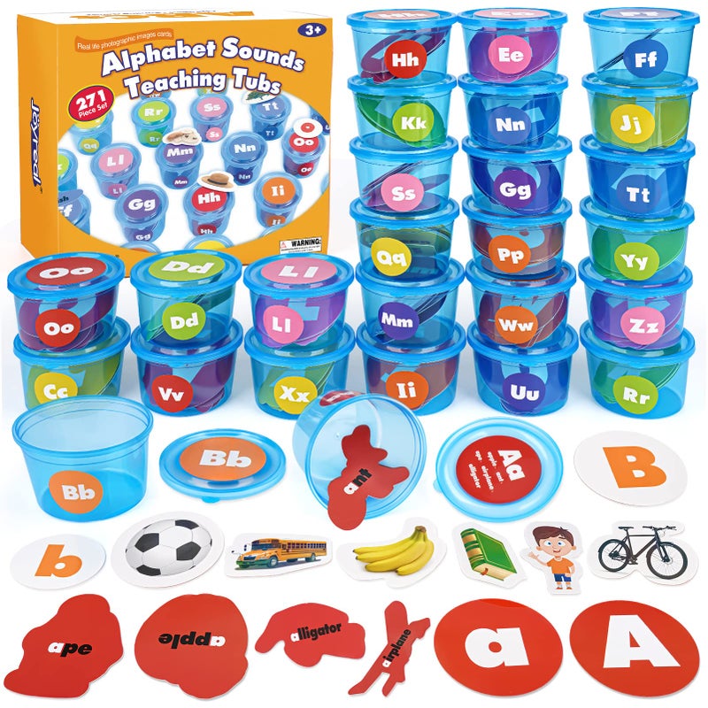 Joyreal Alphabet Learning Toys for Toddlers - 26 Alphabet Soup Sorters with 245 Flash Cards for Early Letter Awareness & Recognition - Fun Education Classroom Supplies Alphabet Sounds Teaching Games - Image 1