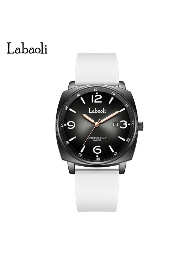 New Arrival Square Women Quartz Watch Soft Silicone Strap Large Number Dial Date Display Waterproof Wristwatch