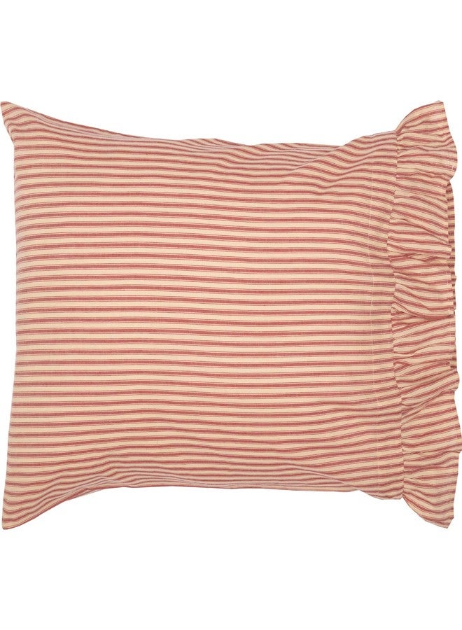 في أتش سي براندز طقم أغطية وسائد من القطن المخطط من VHC Brands Sawyer Mill، مقاس 21×30، لون أحمر ريفي - Image 3