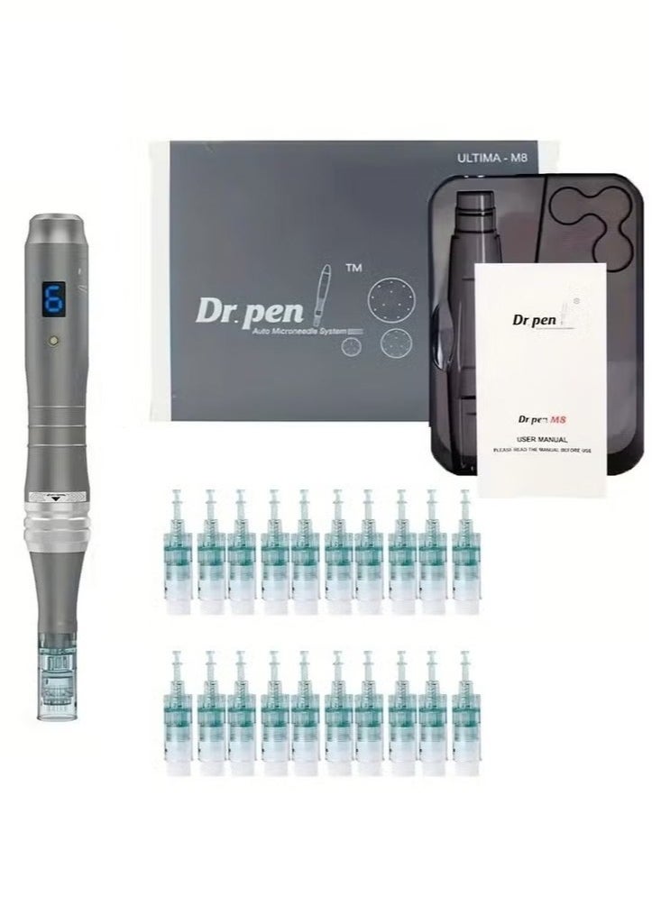 Dr.pen - قلم ديرما ميكرونيدلينغ الاحترافي مع مجموعة من 20 قطعة من حقنة ديرمابين اللاسلكية للاستخدام المنزلي للعناية بالبشرة - Image 1