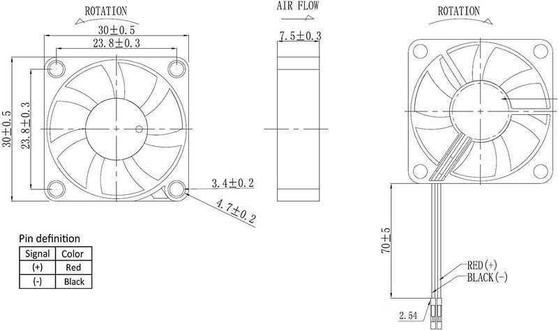Easycargo 30mm Fan 5V 3.3V DC Quiet Fan for Raspberry Pi 5 4 3B+ 3007 (4-Sets) - Image 5
