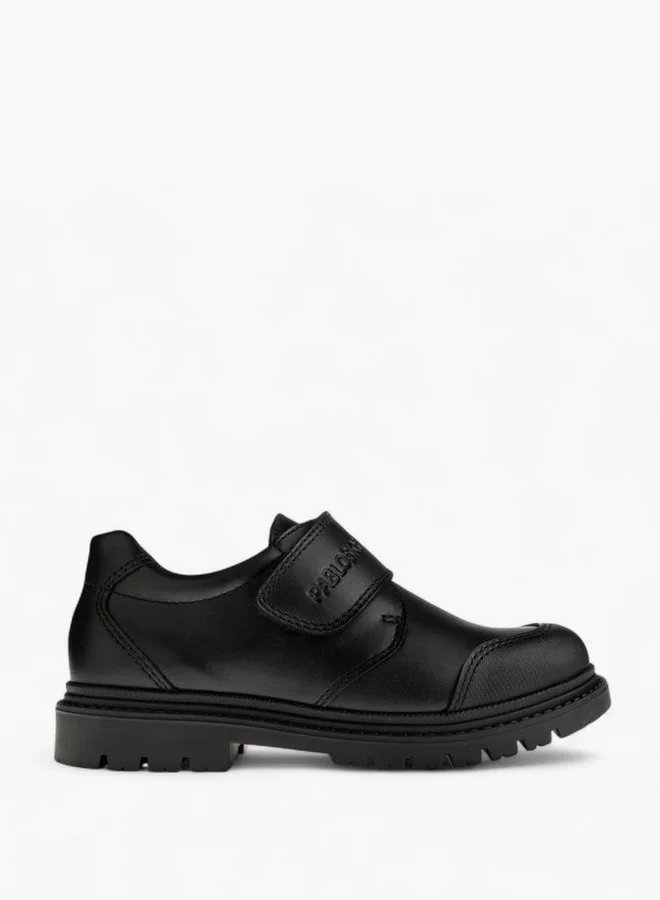 بابلوسكي Boys' Logo Embossed School Shoes with Hook and Loop Closure - 728410