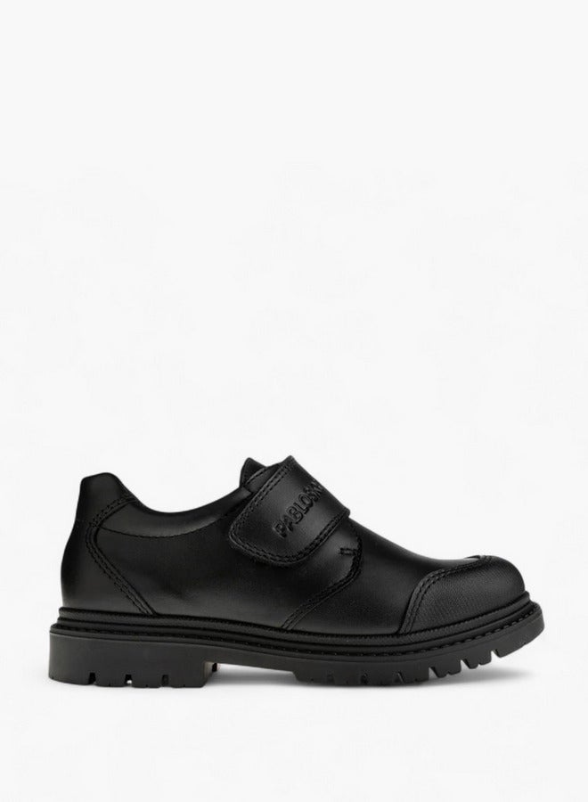 Pablosky Boys' Logo Embossed School Shoes with Hook and Loop Closure - 728410  - Image 2