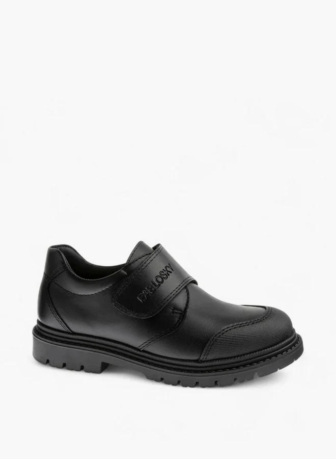 بابلوسكي Boys' Logo Embossed School Shoes with Hook and Loop Closure - 728410