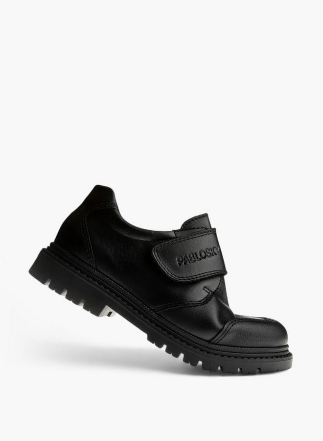 Pablosky Boys' Logo Embossed School Shoes with Hook and Loop Closure - 728410  - Image 4