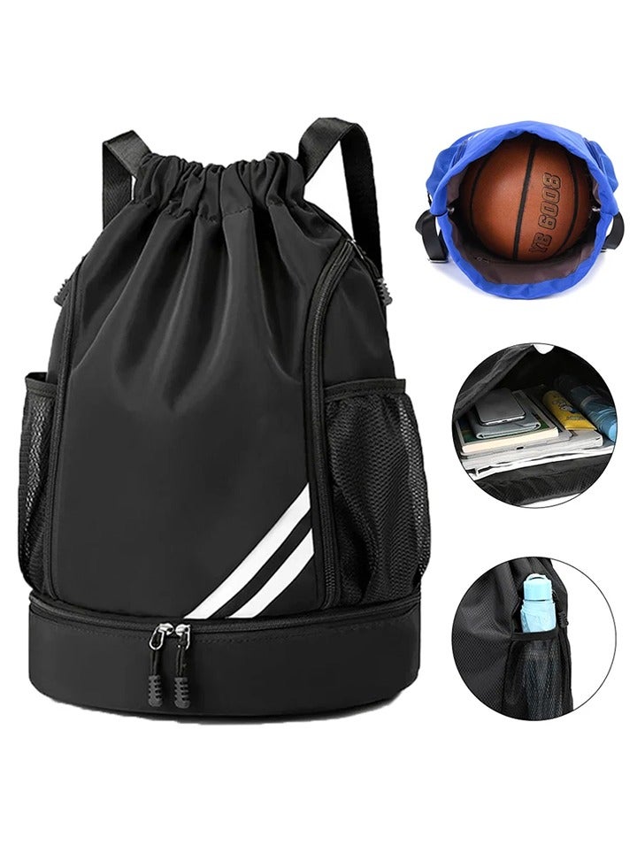 Auger Drawstring Backpack, Sport Gym Bag，Waterproof Travel Bag, Large Oxford Gym Bag, Student Backpack, Durable Sports Ball Bag with Shoe Compartment, Suitable for Sports Beach Yoga Gym Backpack for Women Men - Travel Swim Riding - Image 1
