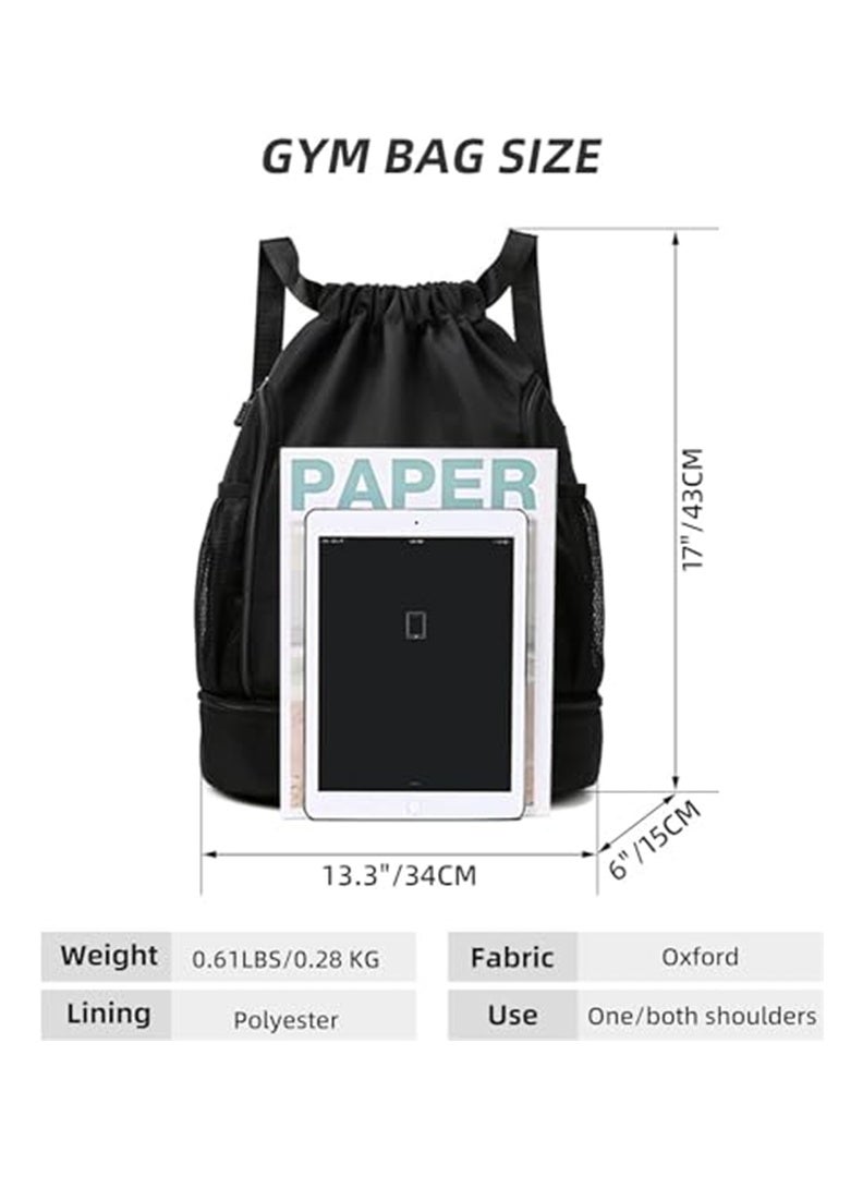 Auger Drawstring Backpack, Sport Gym Bag，Waterproof Travel Bag, Large Oxford Gym Bag, Student Backpack, Durable Sports Ball Bag with Shoe Compartment, Suitable for Sports Beach Yoga Gym Backpack for Women Men - Travel Swim Riding - Image 5