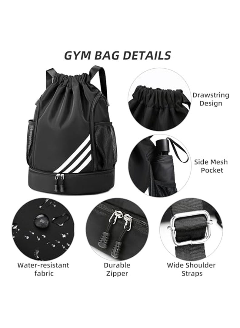 Auger Drawstring Backpack, Sport Gym Bag，Waterproof Travel Bag, Large Oxford Gym Bag, Student Backpack, Durable Sports Ball Bag with Shoe Compartment, Suitable for Sports Beach Yoga Gym Backpack for Women Men - Travel Swim Riding - Image 2