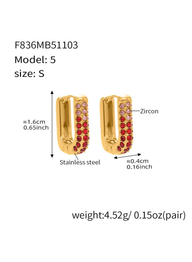 Mili Super Shiny Full Zirconium Long U-shaped Earrings Plated With 18k Real Gold Multi-size Fashion Versatile Earrings