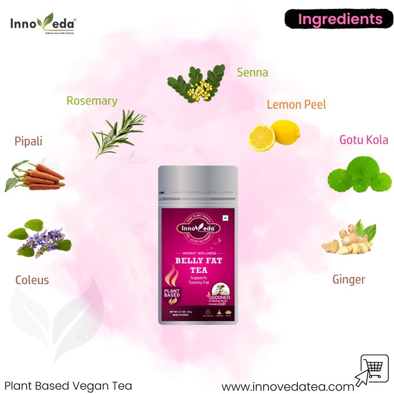 INNOVEDA Belly Fat Tea (1 Month Pack, 30 Tea Cups) Helps With Belly Fat, Water Weight, Bloating, 60 Grams - Image 3