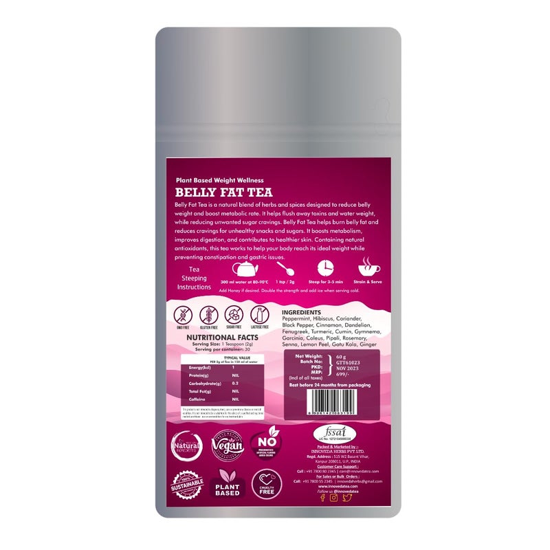 INNOVEDA Belly Fat Tea (1 Month Pack, 30 Tea Cups) Helps With Belly Fat, Water Weight, Bloating, 60 Grams - Image 5