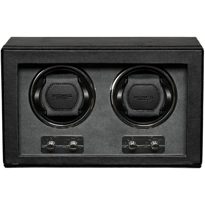 ROTHWELL Double Watch Winder for Automatic Watches with Quiet Motor with Multiple Speeds and Rotation Settings BlackGrey