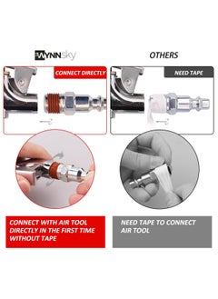 Generic Wynnsky  1 4 Inch NPT Air Accessory Kit - 20 Piece Air Compressor Hose Tool Kit with Coil PU Hose Blow Gun Tire Gauge Storage Case  - Image 3