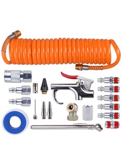 Generic Wynnsky  1 4 Inch NPT Air Accessory Kit - 20 Piece Air Compressor Hose Tool Kit with Coil PU Hose Blow Gun Tire Gauge Storage Case  - Image 1