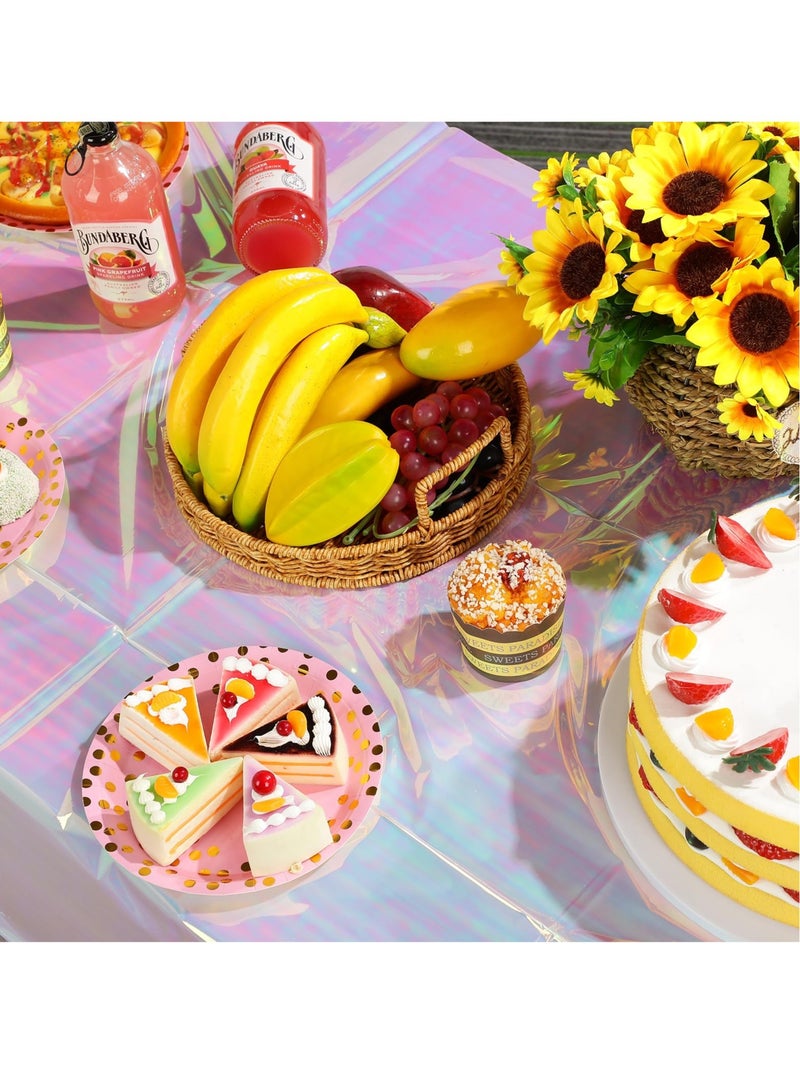 SOLARAE 3 عبوات من أغطية الطاولات البلاستيكية اللامعة باللون الأزرق، أغطية طاولات قابلة للتخلص، مناسبة للتخرج، حفلة عيد الميلاد، الزفاف (40 × 108 بوصة) - Image 5