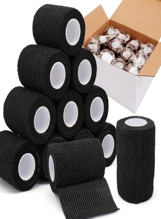 Vabrloy Black Self Adhesive Bandage Wrap,12 PCS 4" x 5 Yards Elastic Adhesive Tape for Sports,Elastic,Self Stick,Stretch,Breathable Cohesive Bandage for Wrist Ankle Knee Leg First Aid Sprains Swelling - Image 1