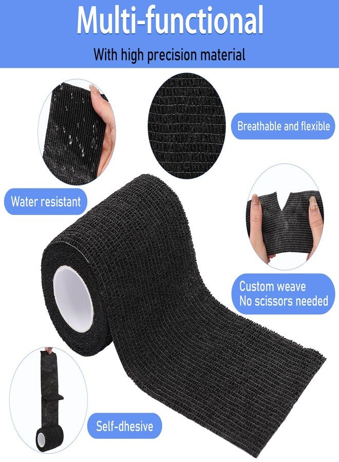 Vabrloy Black Self Adhesive Bandage Wrap,12 PCS 4" x 5 Yards Elastic Adhesive Tape for Sports,Elastic,Self Stick,Stretch,Breathable Cohesive Bandage for Wrist Ankle Knee Leg First Aid Sprains Swelling - Image 3