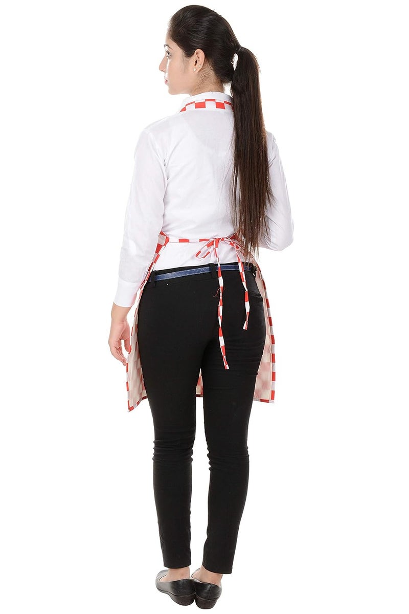 Switchon Switchon Checkered Waterproof Cotton Kitchen Apron with Cap Red and White Proudly made in india - Image 2