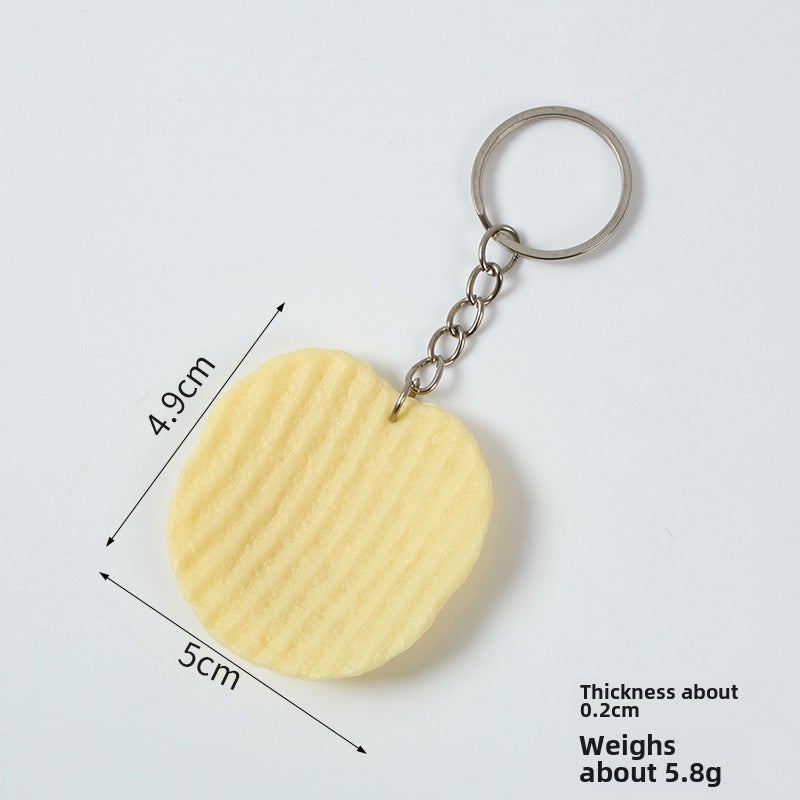 Lifelike PVC Potato Chips Model Toy Snack Props 1:1Corrugated potato chips-ordinary keychain Corrugated potato chips-ordinary keychain