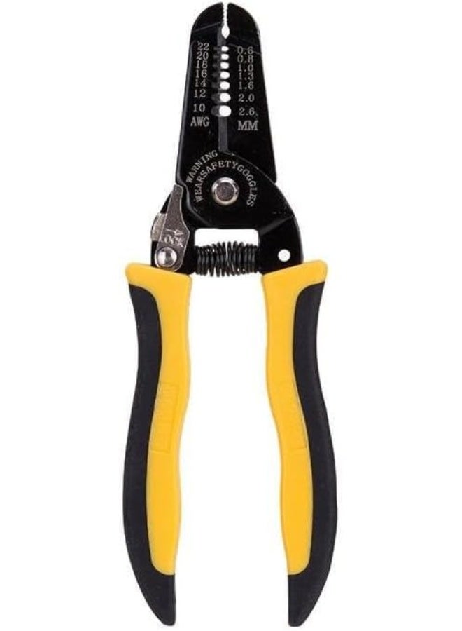 Deli 7-Inch Wire Stripper - High Carbon Steel Cutting Tool with PVC Coated Handle - Black/Yellow Professional Wire Cutter & Stripper - Image 2