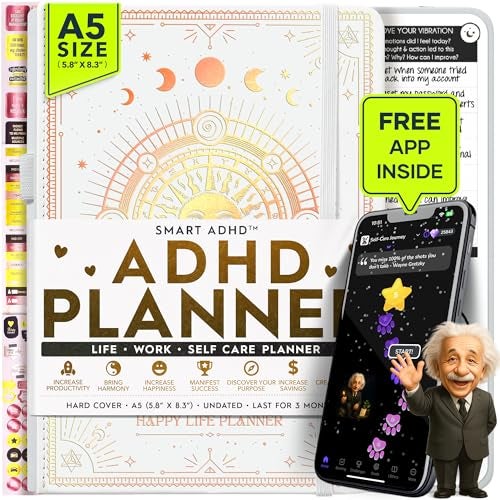 Freedom Mastery Adhd Daily Planner - A Self Care Personal Gratitude Journal to Increase Productivity and Success in Life & Work, Weekly & Monthly Undated Planner for Women and Men, Vision Board & Organizer + Stickers - Image 1