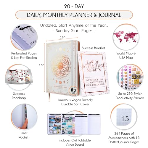 Freedom Mastery Adhd Daily Planner - A Self Care Personal Gratitude Journal to Increase Productivity and Success in Life & Work, Weekly & Monthly Undated Planner for Women and Men, Vision Board & Organizer + Stickers - Image 2