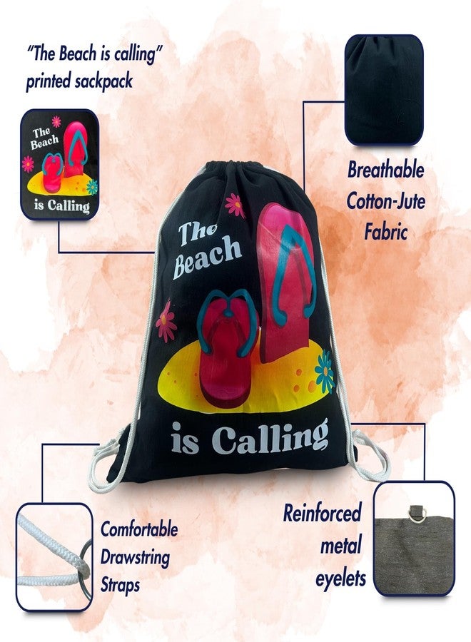 Madosh Multipurpose Black Cotton Jute Drawstring Bag for Women - Durable Lightweight Backpack, Gym & Sports Sack, Shopping Tote, Fashion Travel Bag Gift (18x16 Inch)(pack of 2) - Image 2
