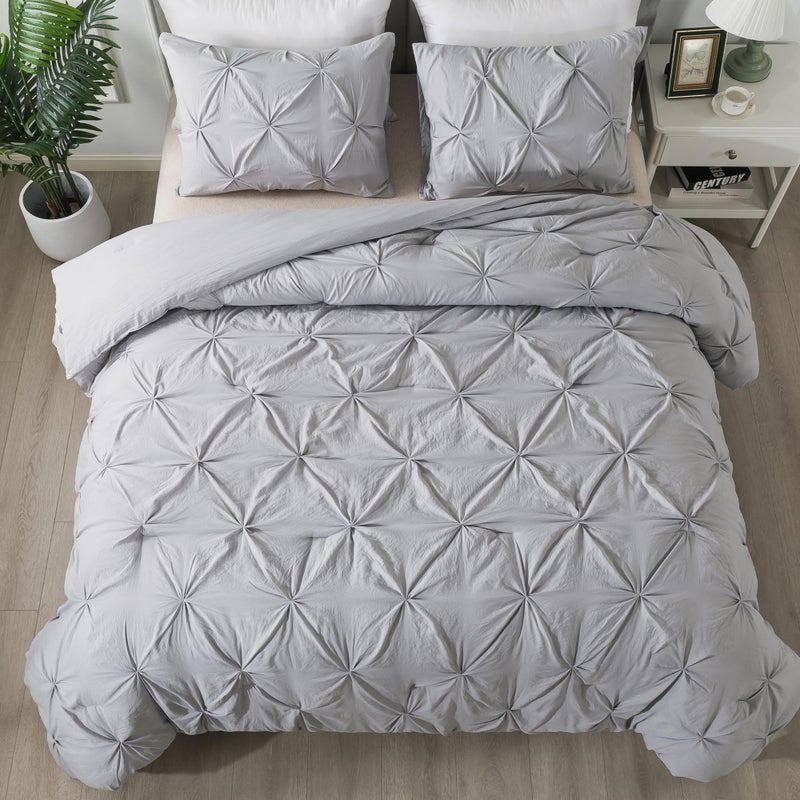 Andency مجموعة الإسقاط المزيفة من الرمادي الرمادي (104 × 90 بوصة) 3 قطع ناعمة خفيفة الوزن خفيفة غربية مقرصة مقرصة الطلاء المعزياء كل موسم دافئ لأسفل سرير بديل للأولاد البالغين - Image 1