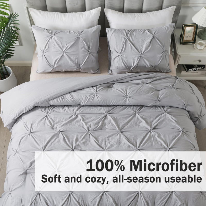 Andency مجموعة الإسقاط المزيفة من الرمادي الرمادي (104 × 90 بوصة) 3 قطع ناعمة خفيفة الوزن خفيفة غربية مقرصة مقرصة الطلاء المعزياء كل موسم دافئ لأسفل سرير بديل للأولاد البالغين - Image 4