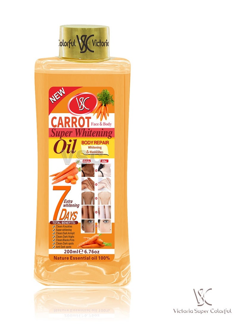 Carrot Face & Body Super Whitening Oil Body Repair Whitening &Blemishes 7 days Extra whitening 200ml - Image 1