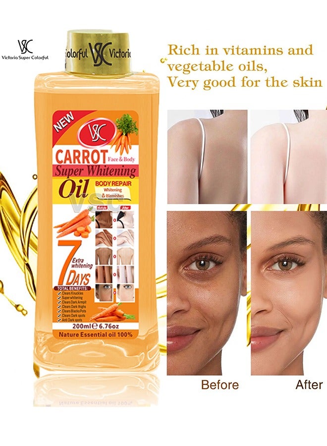 Carrot Face & Body Super Whitening Oil Body Repair Whitening &Blemishes 7 days Extra whitening 200ml - Image 2
