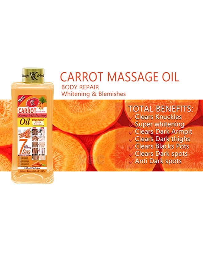 Carrot Face & Body Super Whitening Oil Body Repair Whitening &Blemishes 7 days Extra whitening 200ml - Image 3