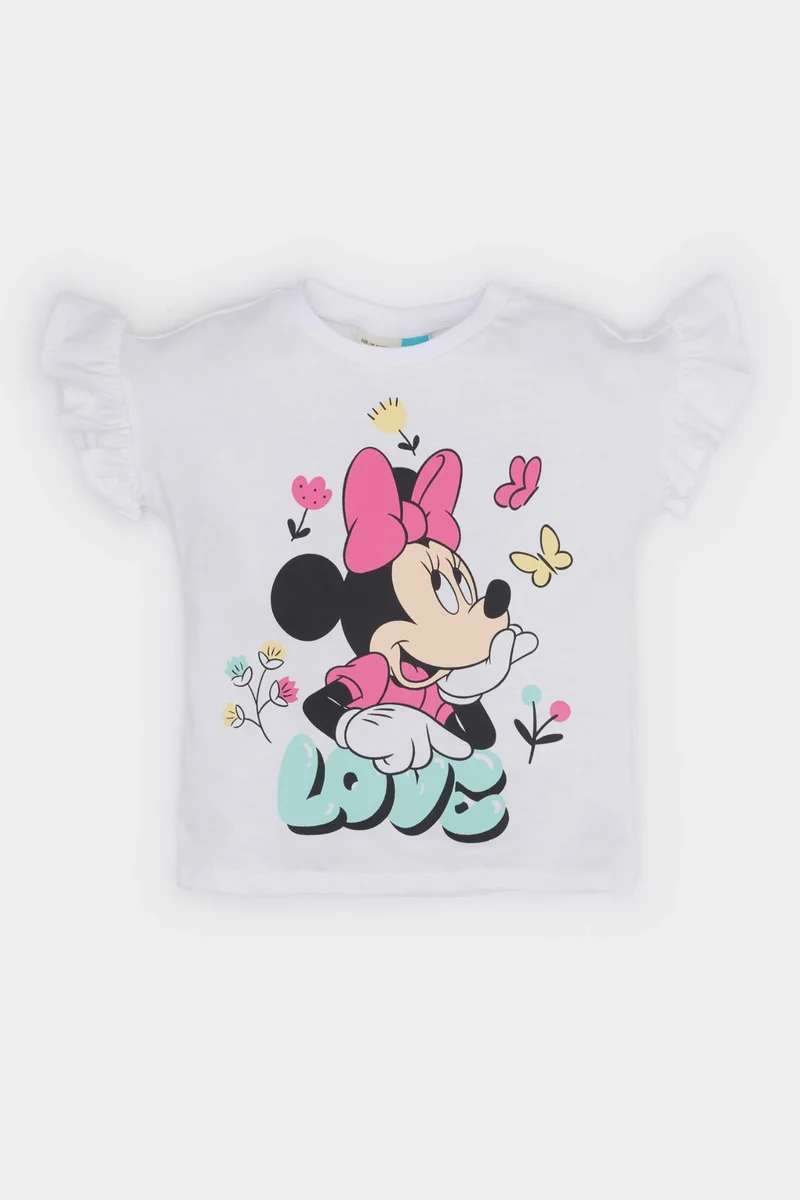 Defacto Baby Girl Disney Mickey &amp; Minnie Crew Neck T-Shirt