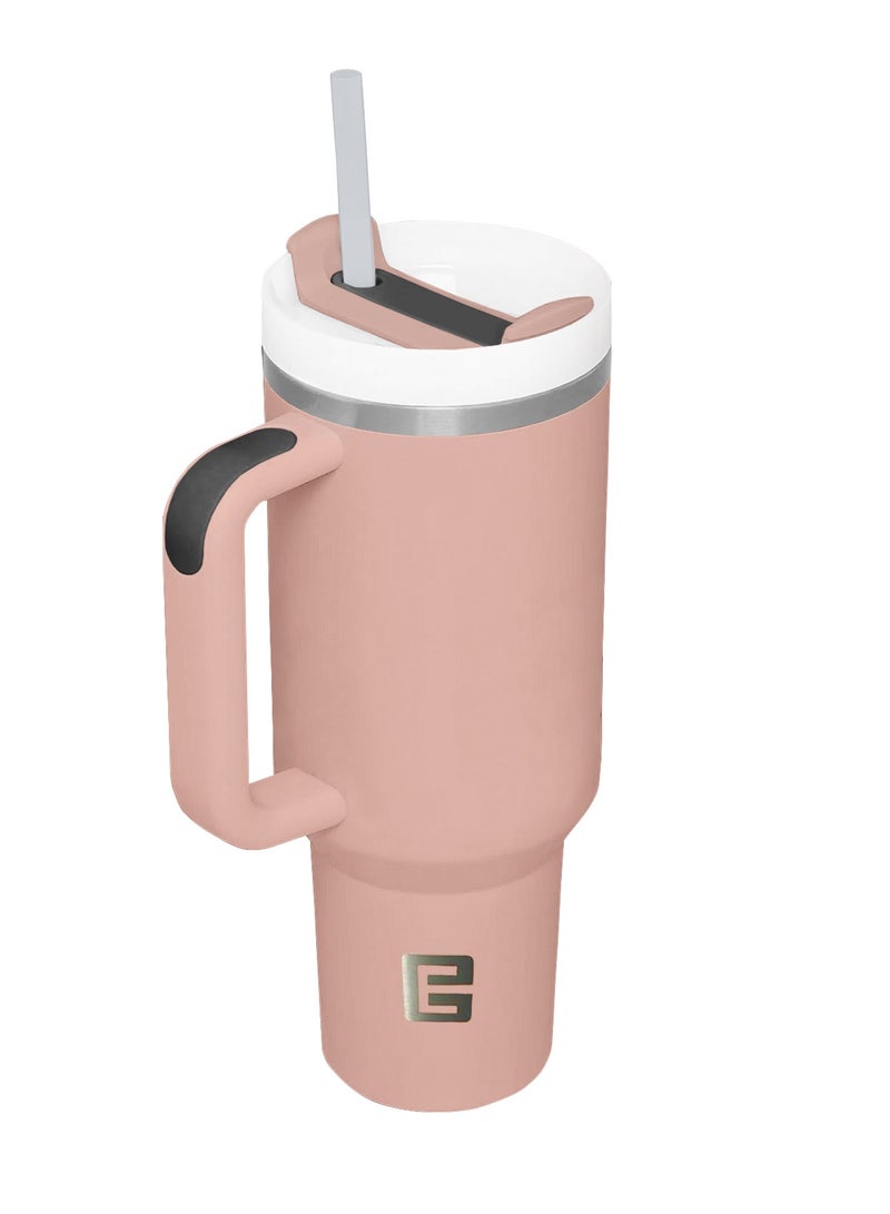 Ellementel Stainless Steel Vacuum Insulated Tumblers, 1.2L / 40oz - Double Walled Vacuum Flask, Insulated Tumbler with Straw, Travel Mug Cup for Water, Tea, Coffee and More (PEACH) - Image 1
