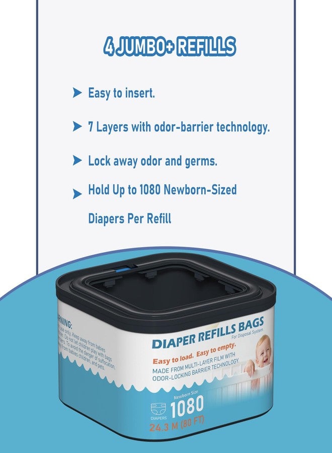 Fununcat Jumbo+ Square Refills Disposal Bags Refill Compatible with Diaper Genie Classic, Compact and Select Pails, Hold Up to 1080 Newborn-Sized Diapers Per Refill, 3 Pack - Image 4