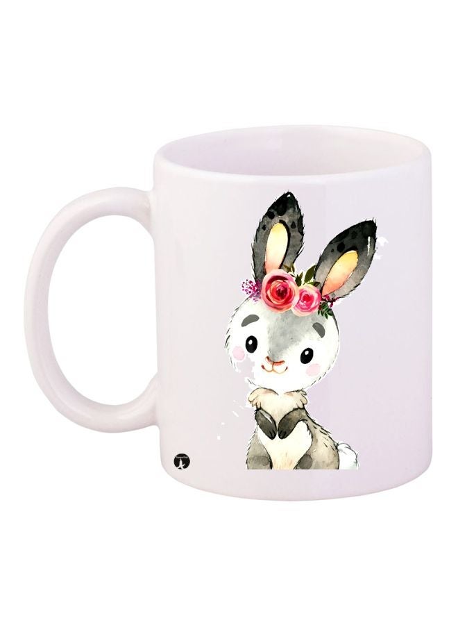 RYN Bunny Printed Coffee Mug White/Grey/Block 11ounce