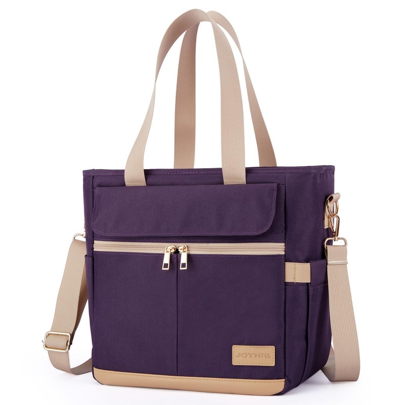 JOYHILL Lunch Bag for Woman, Leakproof Insulated Lunch Box with Shoulder Strap, Adult Reusable Lunch Cooler Tote Bags for Work Picnic Camping Beach (D-PURPLE) - Image 1