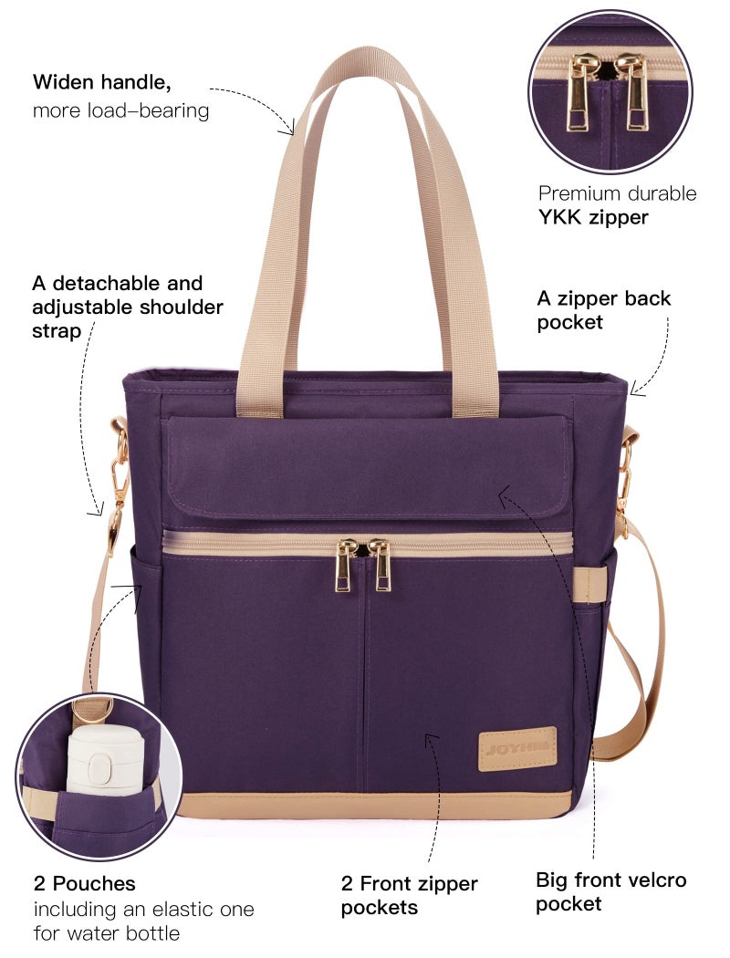 JOYHILL Lunch Bag for Woman, Leakproof Insulated Lunch Box with Shoulder Strap, Adult Reusable Lunch Cooler Tote Bags for Work Picnic Camping Beach (D-PURPLE) - Image 2