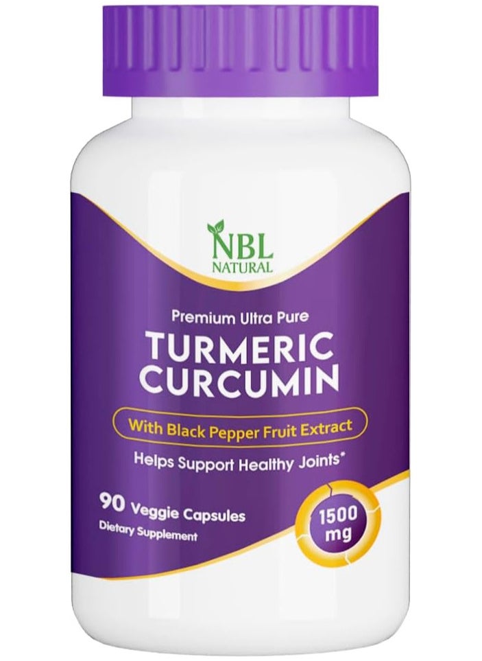 NBL Natural NBL Natural Turmeric Curcumin 1500mg Premium Joint & Healthy Inflammatory Support 90 Veggie Capsules  - Image 1