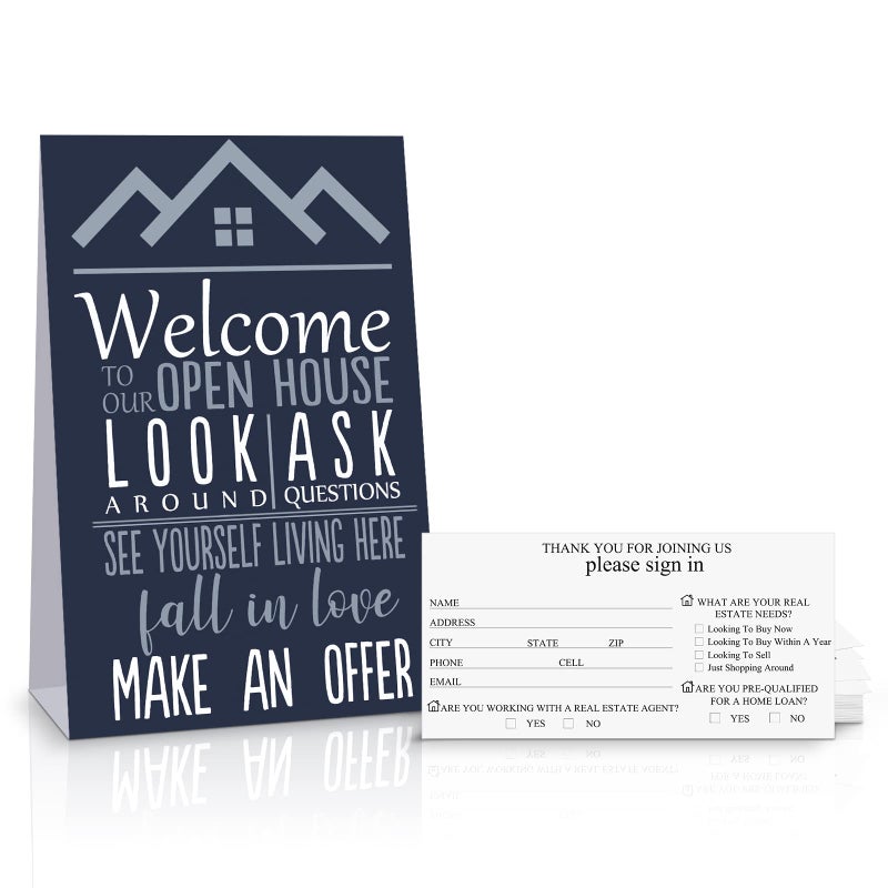 Marspark Marspark 100 Pieces Real Estate Agent Open House Sign 51 x 26 Inch Registry Visitor Sign in Cards Book Guest Registry 51 x 79 Inch Guest Display Cards for Agent Brokers Supplies