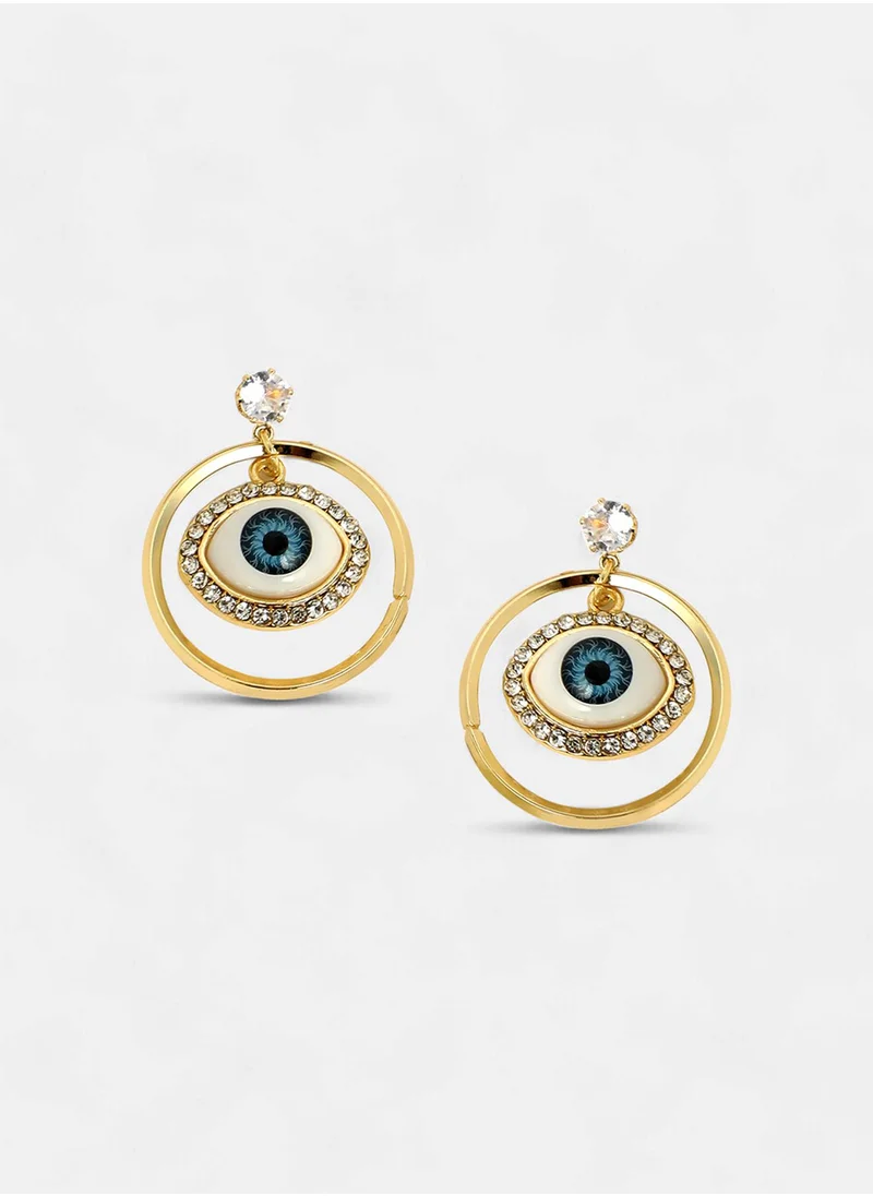 SOHI Evil-Eye Loop Drop Earrings