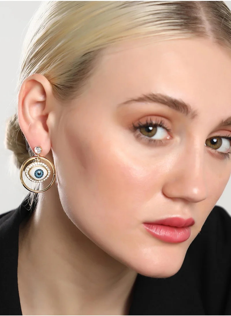 SOHI Evil-Eye Loop Drop Earrings