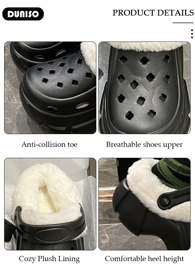 DUNISO House Slippers for Men and Women,Washable Lined Clogs, Fashion Warm Shoes with Thick Sole, Comfortable Home Fuzzy Slippers, Lightweight Non Slip House Shoes For Cozy Indoor Outdoor  - Image 2
