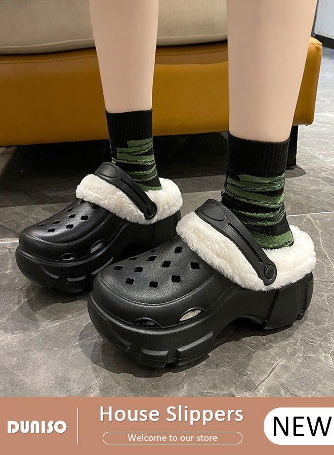 DUNISO House Slippers for Men and Women,Washable Lined Clogs, Fashion Warm Shoes with Thick Sole, Comfortable Home Fuzzy Slippers, Lightweight Non Slip House Shoes For Cozy Indoor Outdoor  - Image 1
