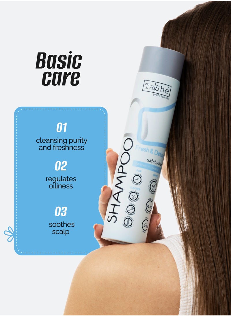 Tashe Anti Dandruff Sulfate-Free Reconstructing Hair Shampoo "Fresh & Detox" – Deep Reconstruction, Scalp Care & Volume Boost for All Hair Types, 300 ml  - Image 3