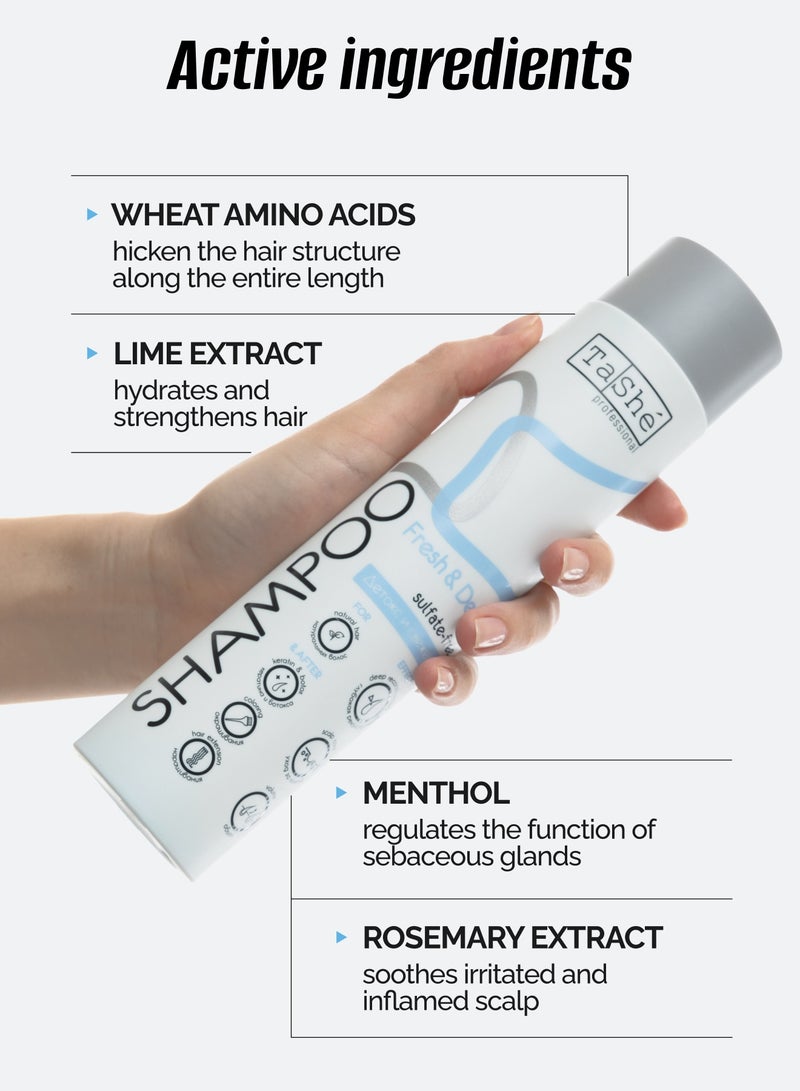 Tashe Fresh & Detox Sulfate-Free Reconstructing Shampoo with Menthol, Lime & Rosemary – Volume & Scalp Care, 300 ml  - Image 3