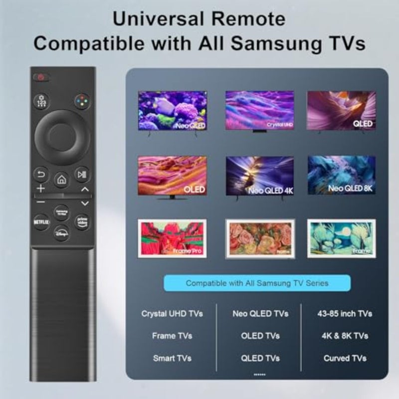 Samsung TV remote replacement for CU7000/DU7200, BN59-01388A, universal for 20152025 Crystal UHD/Frame/QLED/OLED/Neo QLED Smart TVs, ABS plastic, black, plug-and-play compatibility - Image 2
