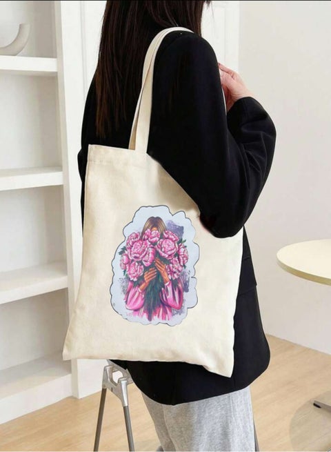 shopping women canvas zipper tote bag