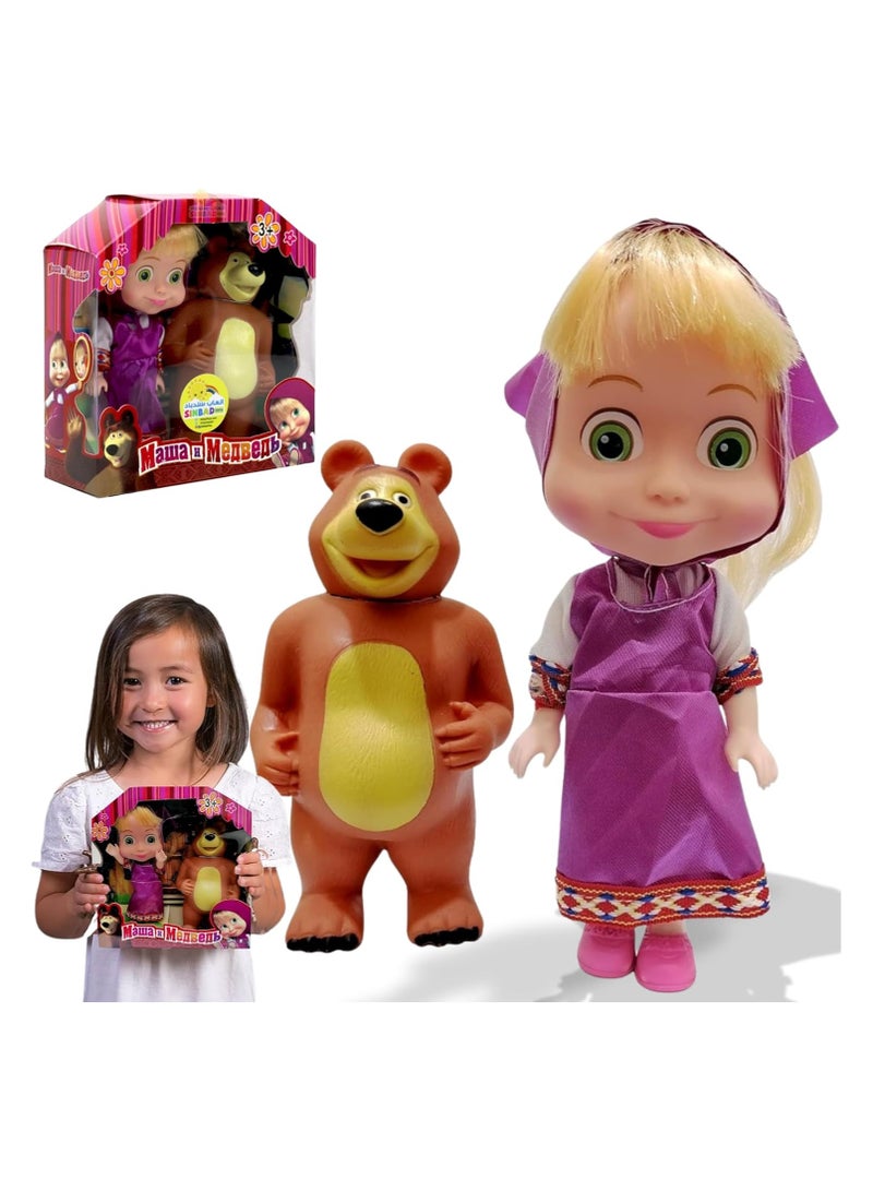دمية ماشا والدب 15 سم | شخصية كرتونية شهيرة | مجموعة هدايا مثالية للبنات والأطفال - Image 1
