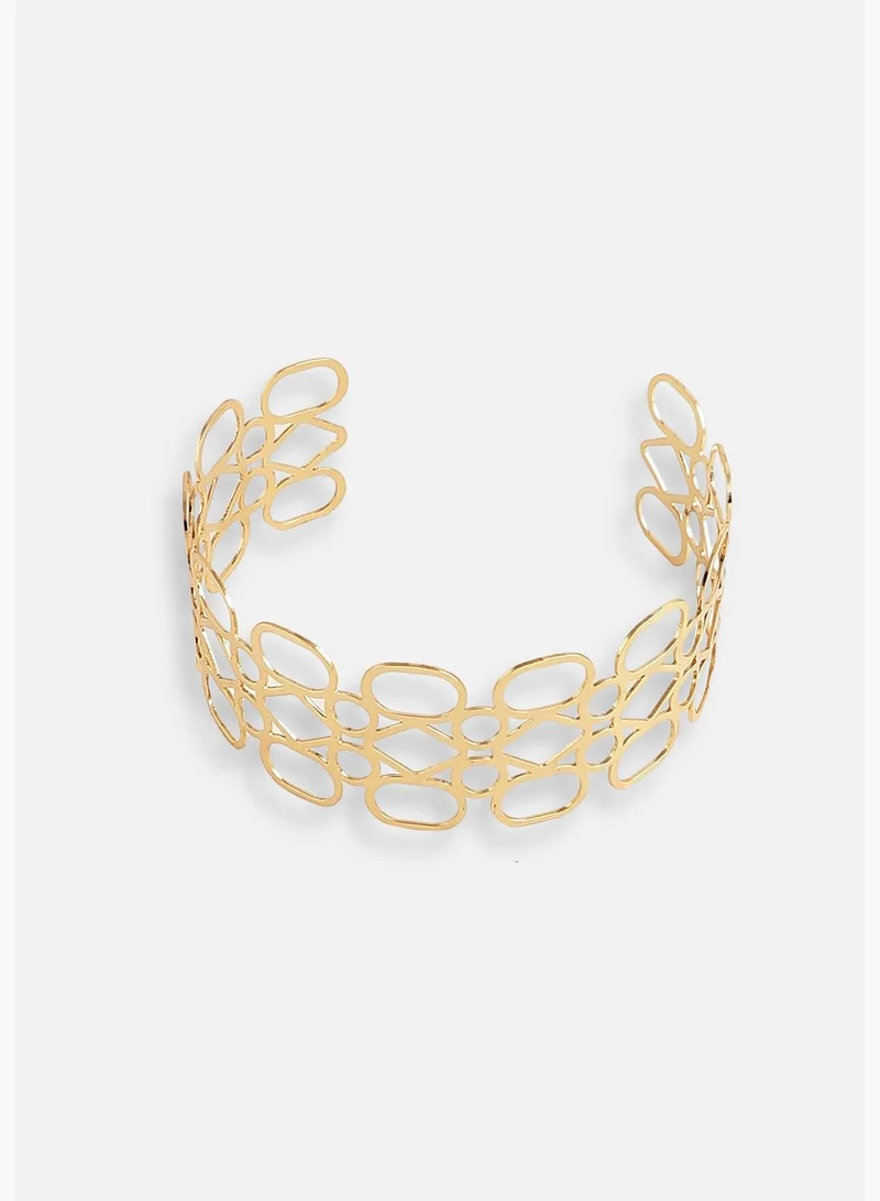 SOHI Gold Plated Designer Party Necklace, Earrings and Bracelet Set For Women